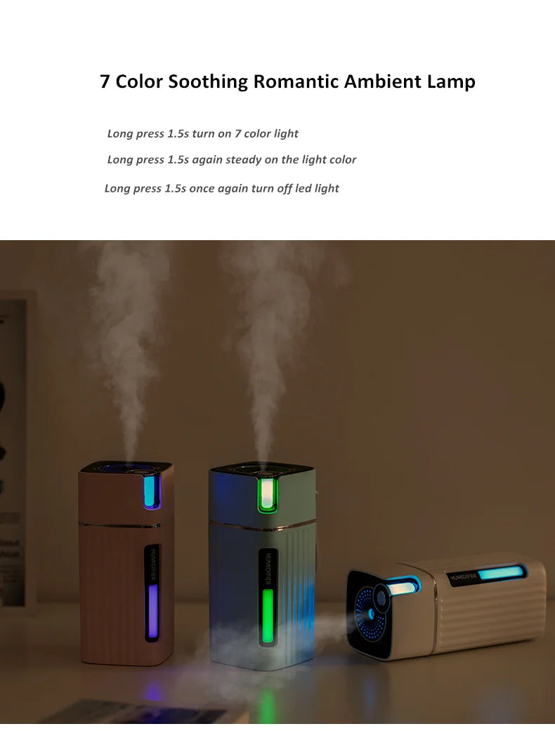 Air Humidifier Ultrasonic Smart Cool Mist Aroma Diffuser HumidifiersWith Color LED Light Mist Maker Fogger For Office Car Home