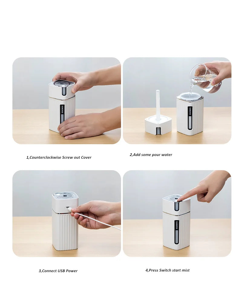 Air Humidifier Ultrasonic Smart Cool Mist Aroma Diffuser HumidifiersWith Color LED Light Mist Maker Fogger For Office Car Home